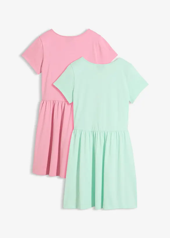 Jerseykleid aus reiner Bio-Baumwolle (2er Pack) in grün von hinten - bonprix