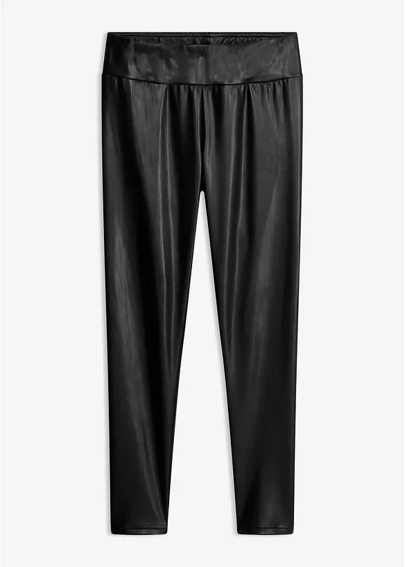 Lederimitat-Leggings mit Thermo Funktion in schwarz von vorne - bonprix
