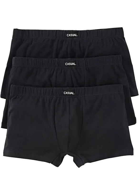 Hipster mit weicher Baumwolle (3er Pack) in schwarz von vorne - bonprix