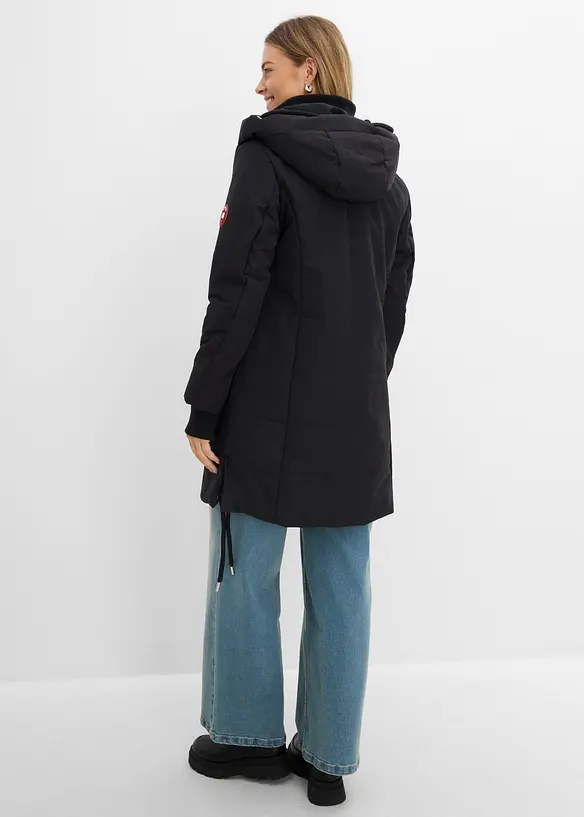 Wasserabweisender Steppmantel in schwarz von hinten (Totalaufnahme) - bonprix