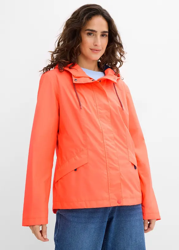 wasserdichte, ultraleichte Funktionsjacke in orange von vorne (im Anschnitt) - bonprix