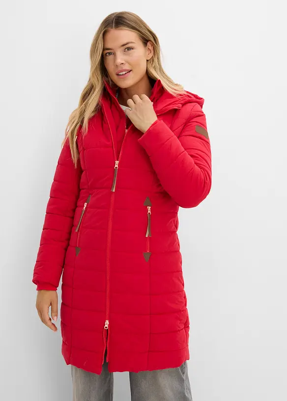 Steppmantel, 2-in-1 Optik in rot von vorne (Totalaufnahme) - bonprix