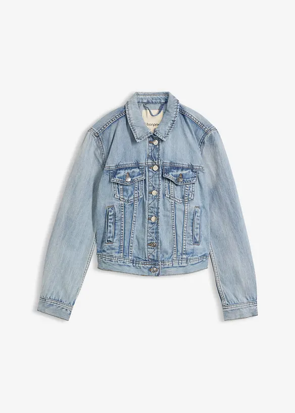 Jeansjacke in blau von vorne - bonprix