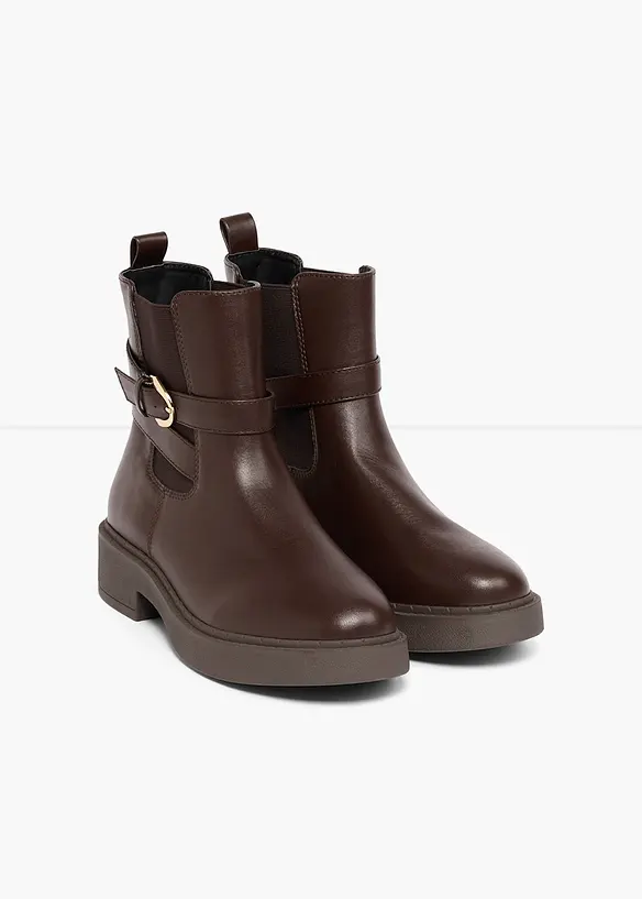 Chelsea-Boots mit Schnalle in braun - bonprix