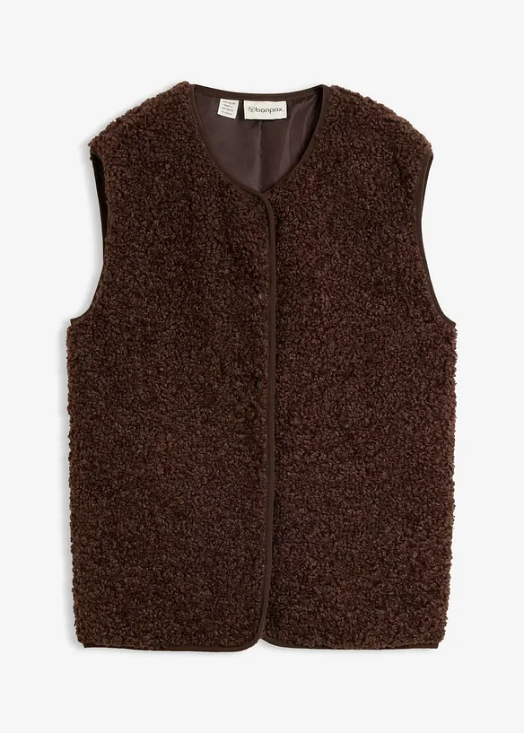 Teddy-Weste in braun von vorne - bonprix