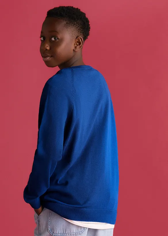 Feinstrickpullover aus reiner Baumwolle (2er Pack) in blau von hinten (im Anschnitt) - bonprix