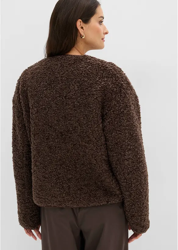 Teddy-Jacke in braun von hinten (im Anschnitt) - bonprix