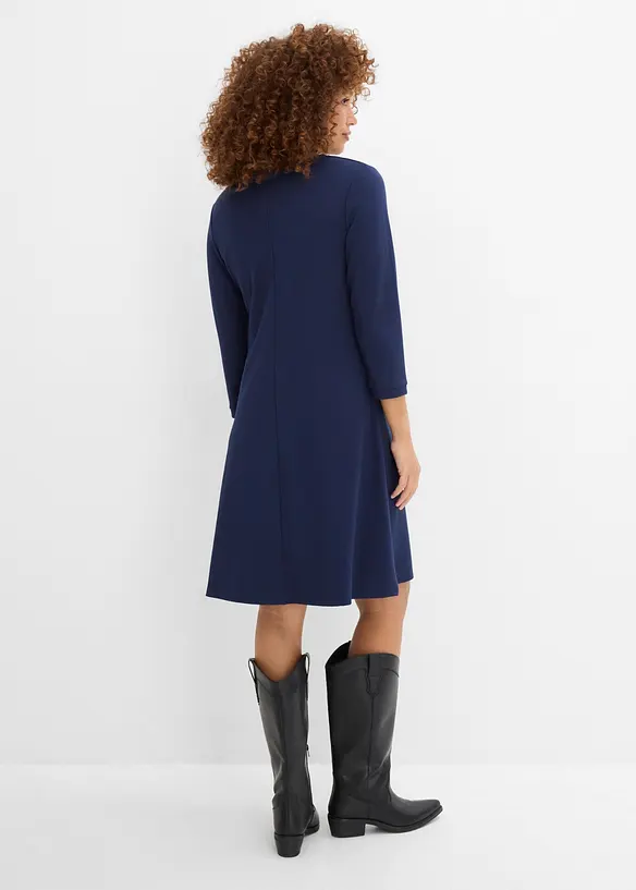Shirtkleid aus Punto di Roma in blau von hinten (Totalaufnahme) - bonprix