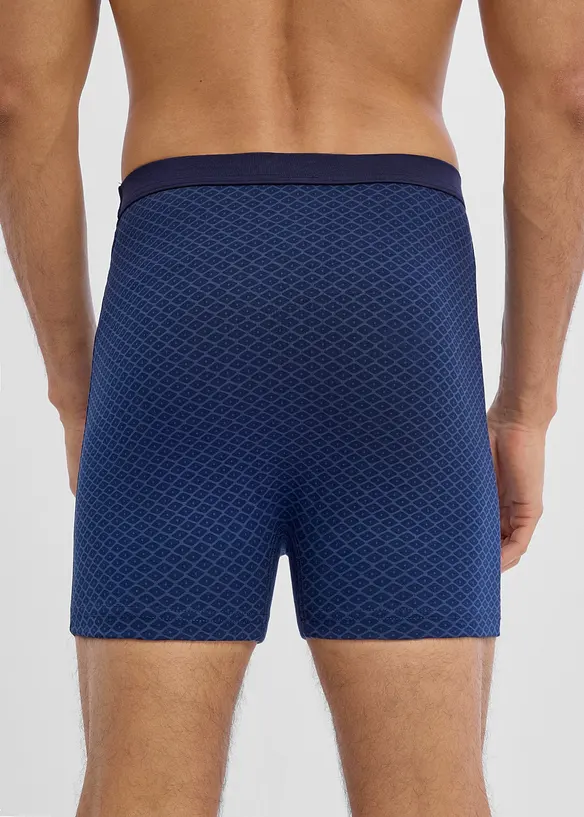 Mittellange Highwaist Boxershorts eng mit weicher Baumwolle (3er Pack) in blau von hinten - bonprix