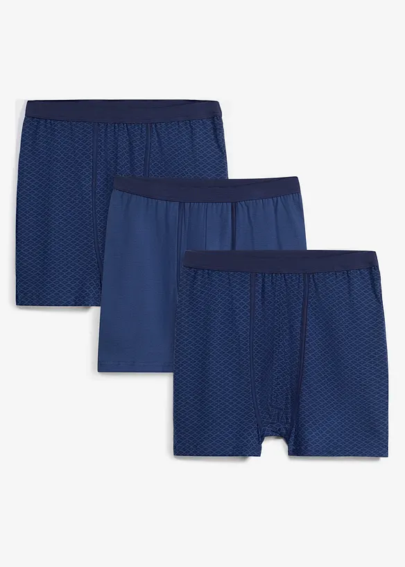Mittellange Highwaist Boxershorts eng mit weicher Baumwolle (3er Pack) in blau - bonprix