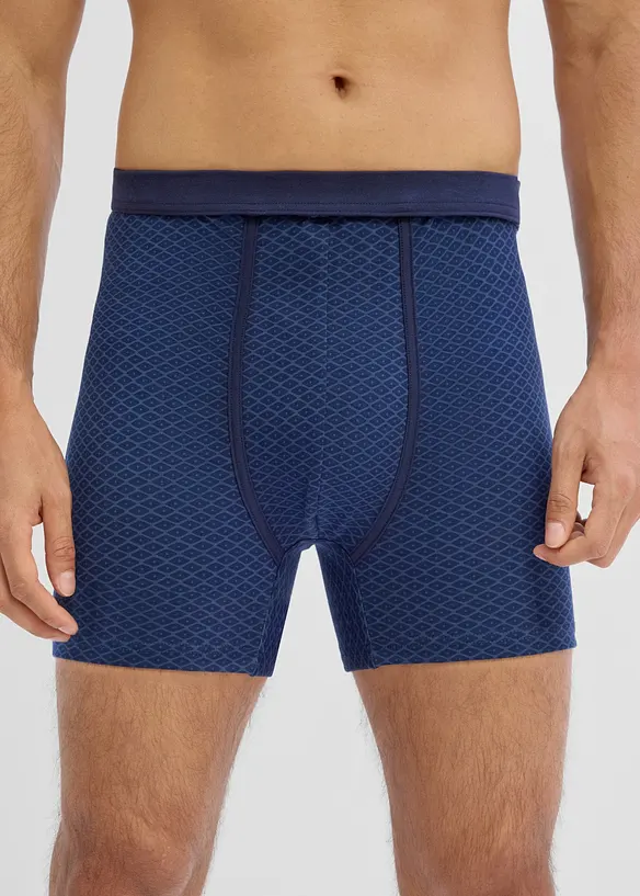 Mittellange Highwaist Boxershorts eng mit weicher Baumwolle (3er Pack) in blau von vorne - bonprix