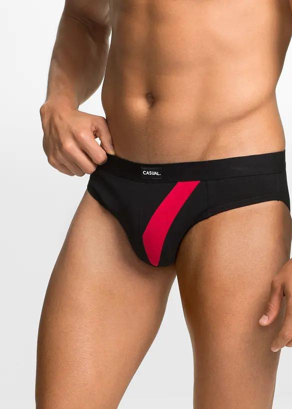 Slip mit Baumwolle (5er Pack) in schwarz von vorne - bonprix