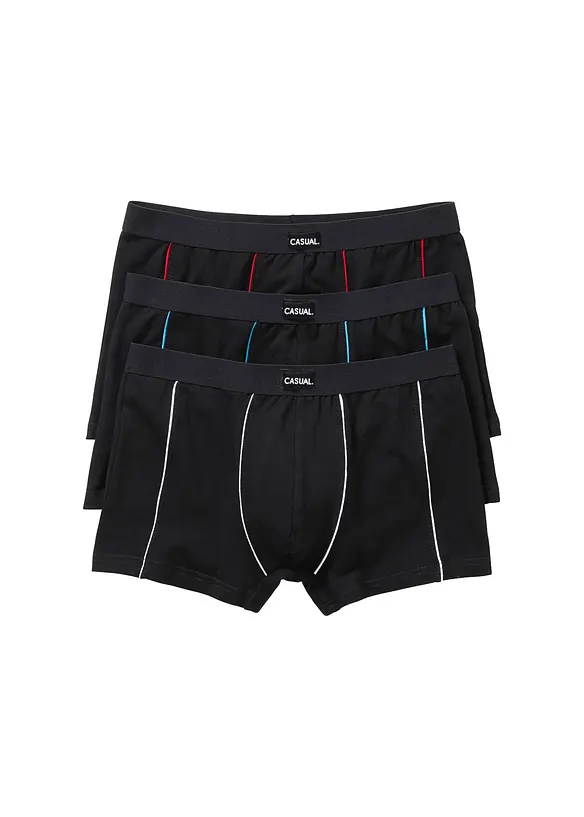 Boxershorts eng mit Baumwolle (3er Pack) in schwarz von vorne - bonprix