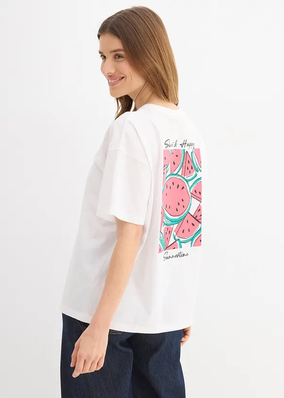Oversize-Shirt aus reiner Bio-Baumwolle in weiß von hinten (im Anschnitt) - bonprix