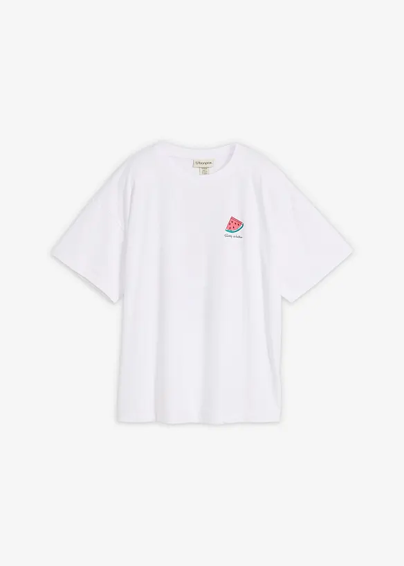 Oversize-Shirt aus reiner Bio-Baumwolle in weiß von vorne - bonprix