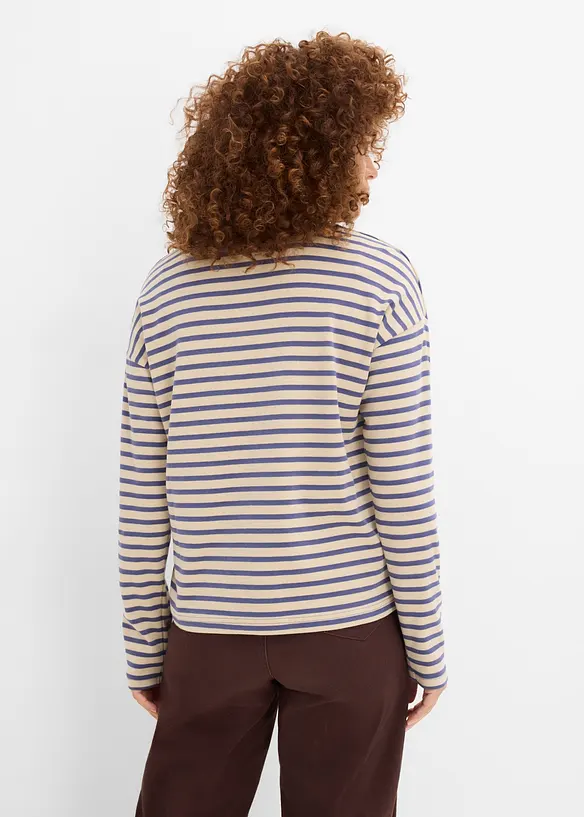Langarmshirt aus schwerer Baumwolle in beige von hinten (im Anschnitt) - bonprix Langarmshirt aus schwerer Baumwolle in beige von hinten (im Anschnitt) - bonprix
