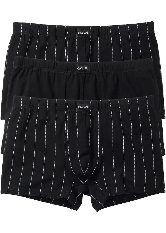 Boxershorts eng mit Baumwolle (3er Pack) in schwarz von vorne - bonprix