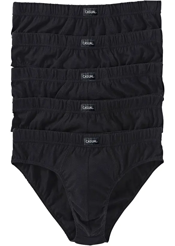 Maxislip aus Baumwolle (5er Pack) in schwarz von vorne - bonprix