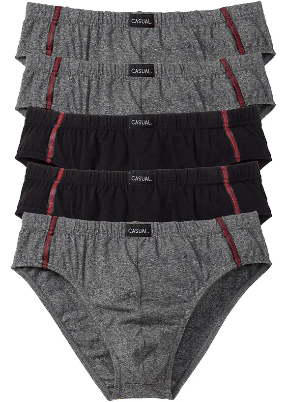 Maxislip mit Baumwolle (5er Pack) in grau von vorne - bonprix