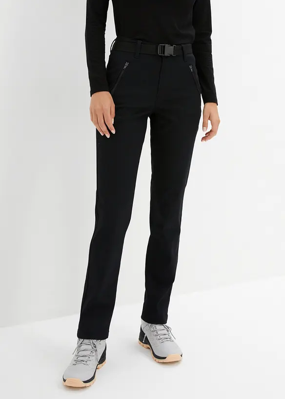Wasserabweisende Funktionshose aus Stretch-Twill mit Gürtel in schwarz von vorne - bonprix Wasserabweisende Funktionshose aus Stretch-Twill mit Gürtel in schwarz von vorne - bonprix