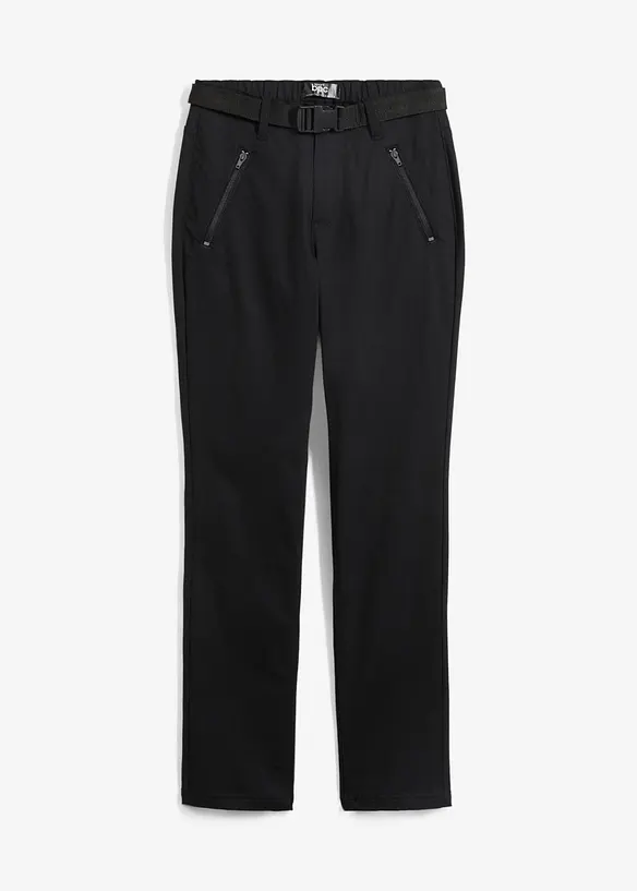 Wasserabweisende Funktionshose aus Stretch-Twill mit Gürtel in schwarz von vorne - bonprix Wasserabweisende Funktionshose aus Stretch-Twill mit Gürtel in schwarz von vorne - bonprix