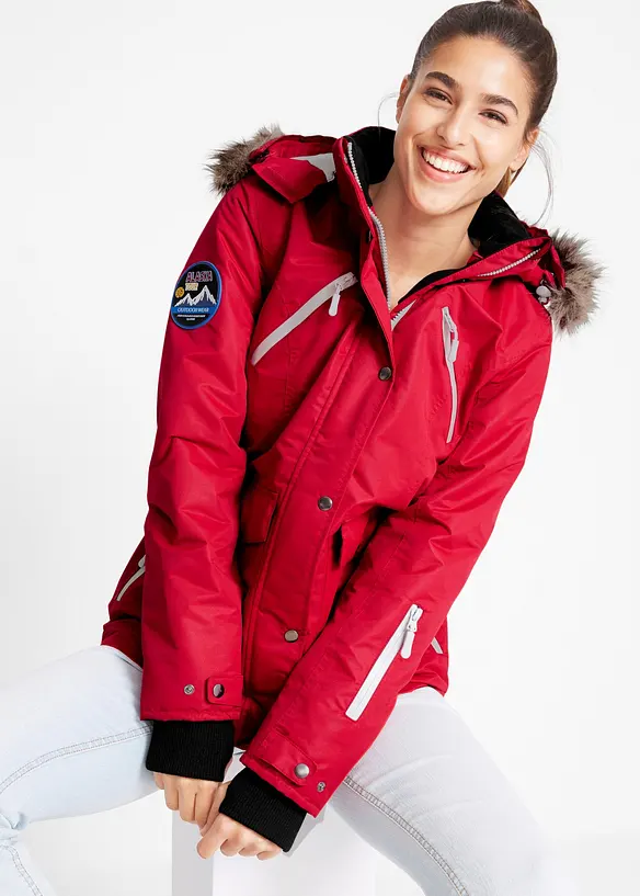 wasserdichte Funktions-Jacke in rot von vorne (im Anschnitt) - bonprix