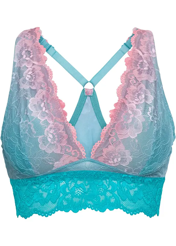 Bustier mit zarter Spitze im Farbverlauf in blau von vorne - bonprix