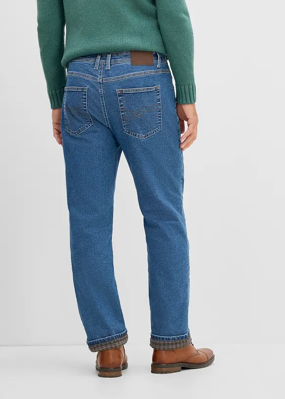 Thermo Classic-Fit Jeans mit kuscheligem Flanellfutter, Straight in blau von hinten - bonprix