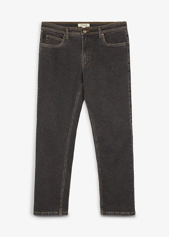 Thermo Classic-Fit Jeans mit kuscheligem Flanellfutter, Straight in schwarz von vorne - bonprix