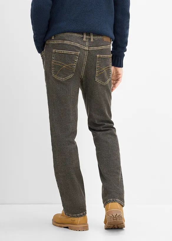 Thermo Classic-Fit Jeans mit kuscheligem Flanellfutter, Straight in schwarz von hinten - bonprix
