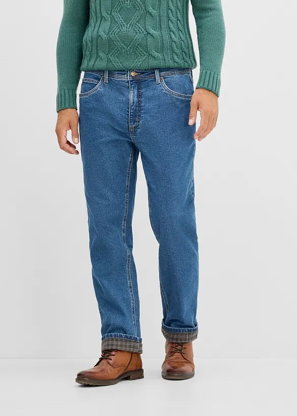 Thermo Classic-Fit Jeans mit kuscheligem Flanellfutter, Straight in blau von vorne - bonprix