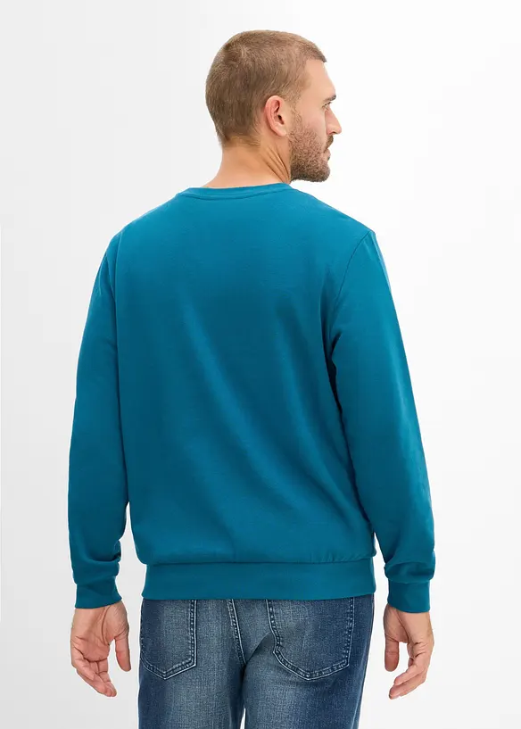 Sweatshirt in Regular-Fit in petrol von hinten (im Anschnitt) - bonprix