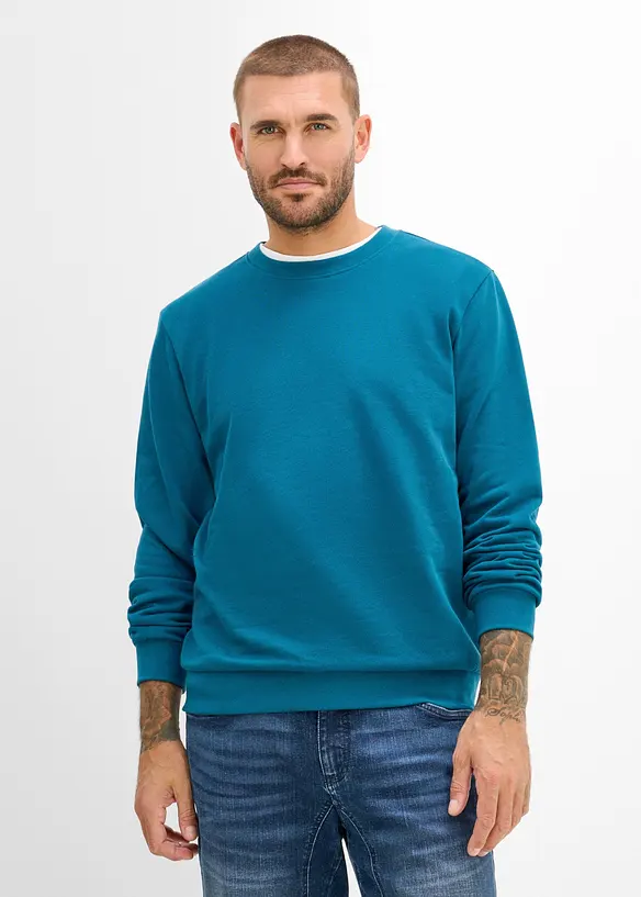 Sweatshirt in Regular-Fit in petrol von vorne (im Anschnitt) - bonprix