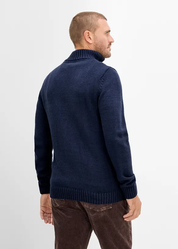 Troyer mit Zopfmuster in blau von hinten (im Anschnitt) - bonprix