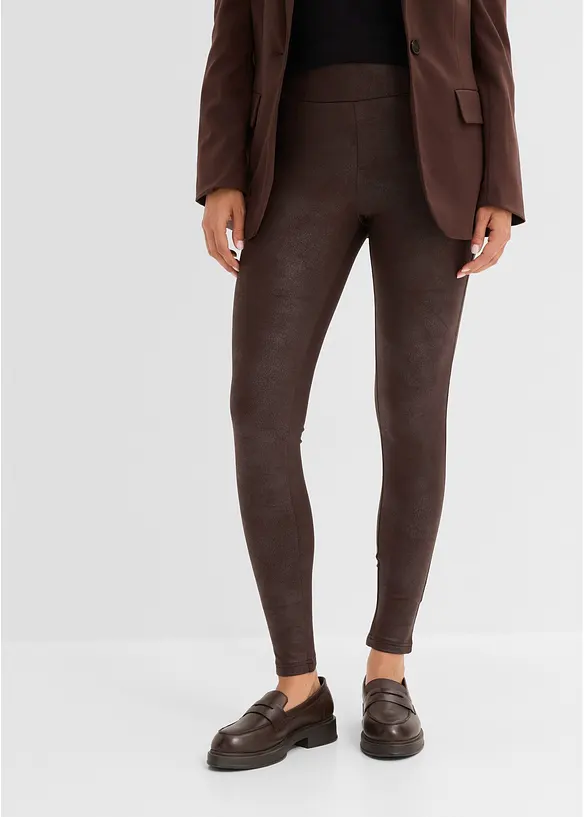 Thermo-Leggings mit Beschichtung in braun von vorne - bonprix