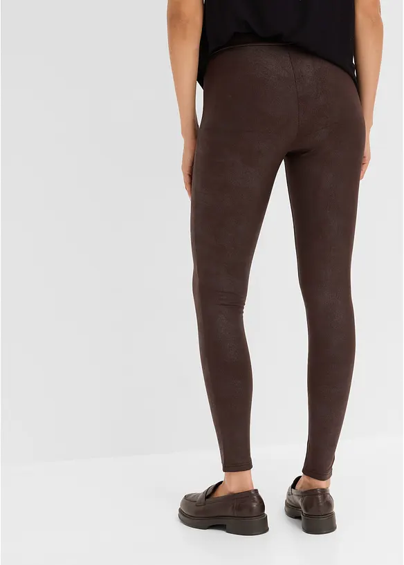 Thermo-Leggings mit Beschichtung in braun von hinten - bonprix