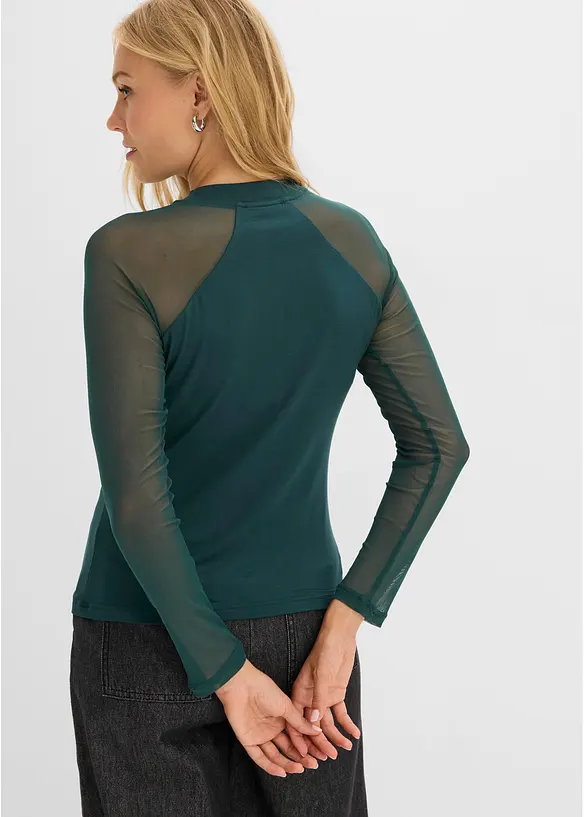 Langarmshirt aus softem Viskose-Mis in grün von hinten (im Anschnitt) - bonprix Langarmshirt aus softem Viskose-Mis in grün von hinten (im Anschnitt) - bonprix