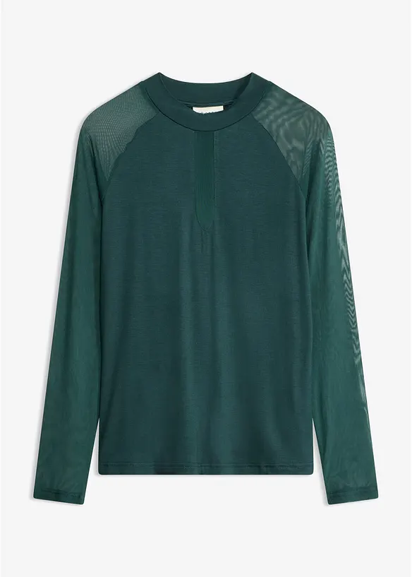 Langarmshirt aus softem Viskose-Mis in grün von vorne - bonprix Langarmshirt aus softem Viskose-Mis in grün von vorne - bonprix