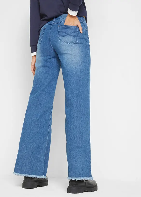 Wide-Leg-Jeans High Waist in blau von hinten - bonprix