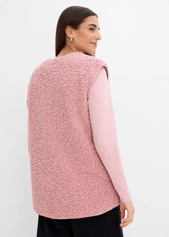 Teddy-Weste in rosa von hinten (im Anschnitt) - bonprix