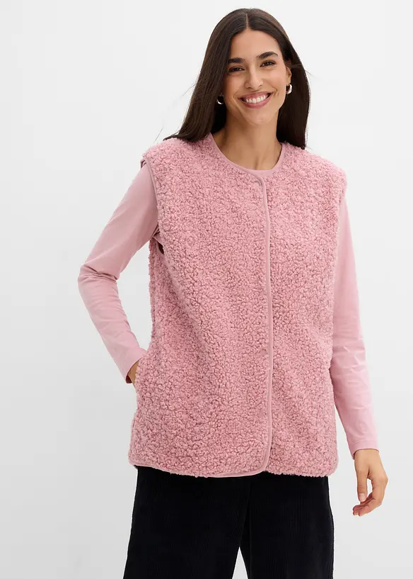 Teddy-Weste in rosa von vorne (im Anschnitt) - bonprix