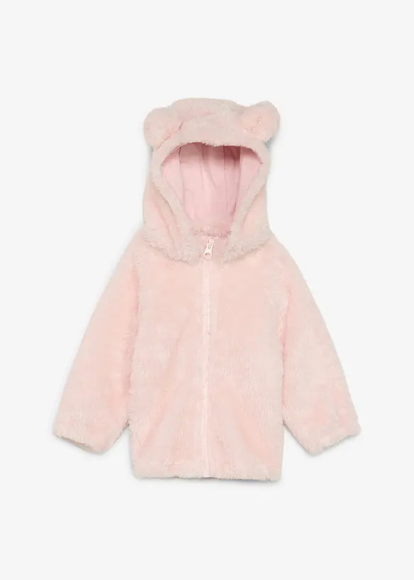 Baby- Jacke aus kuscheligem Teddy-Fleece in rosa von vorne - bonprix
