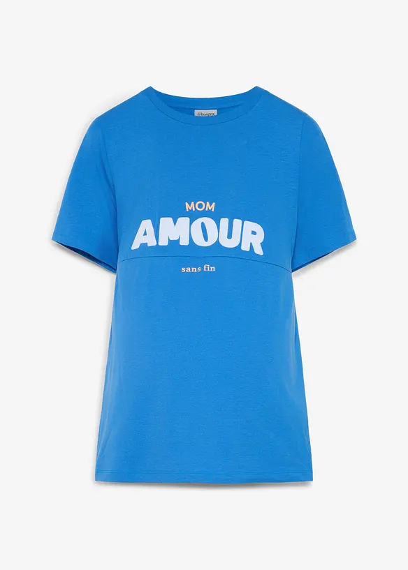2-in-1 Umstands- und Stillshirt aus Bio-Baumwolle in blau von vorne - bonprix 2-in-1 Umstands- und Stillshirt aus Bio-Baumwolle in blau von vorne - bonprix