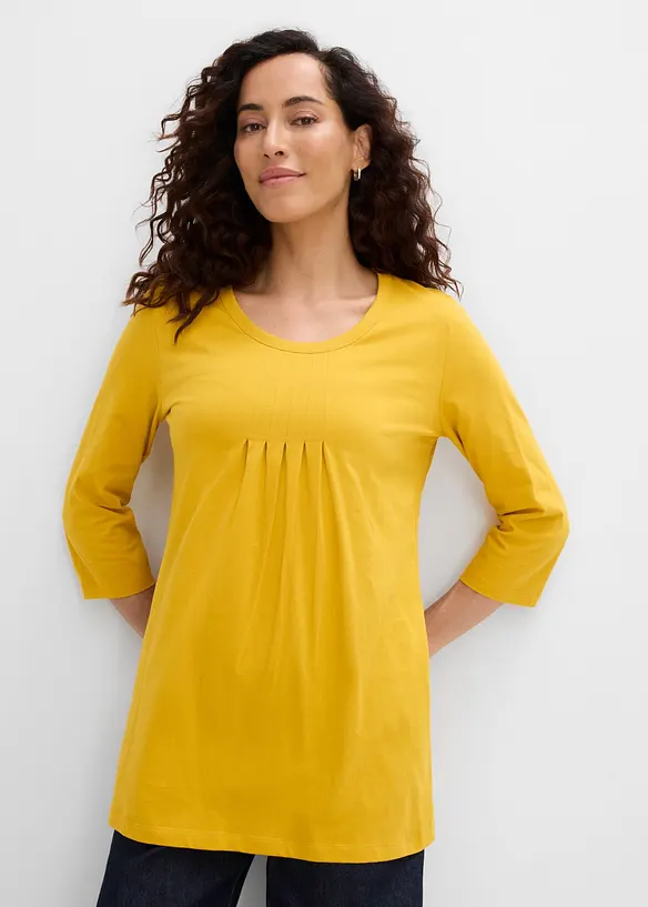 Longshirt aus reiner Baumwolle in gelb von vorne (im Anschnitt) - bonprix Longshirt aus reiner Baumwolle in gelb von vorne (im Anschnitt) - bonprix