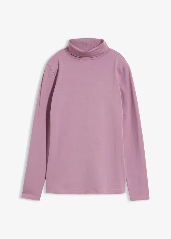 Langarmshirt mit  reiner Bio-Baumwolle in lila von vorne - bonprix