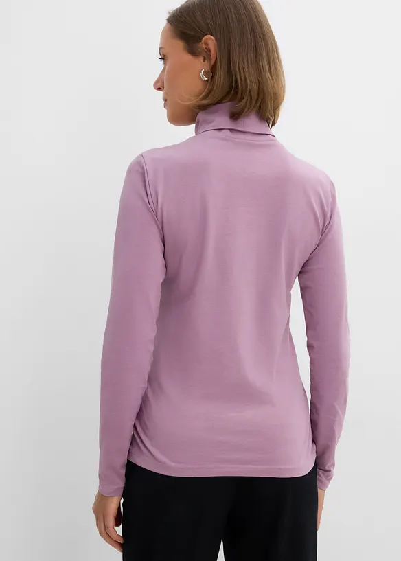 Langarmshirt mit  reiner Bio-Baumwolle in lila von hinten (im Anschnitt) - bonprix