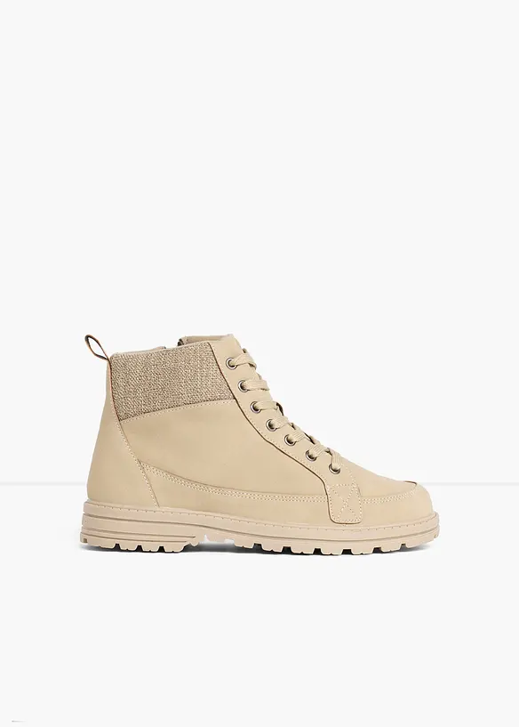 Schnürboots mit Profilsohle in beige - bonprix