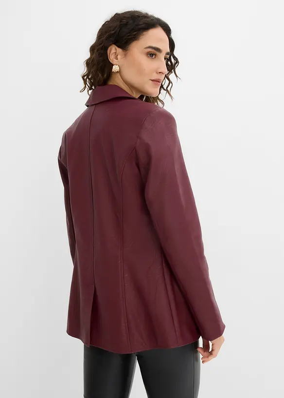 Lederimitat-Longblazer in rot von hinten (im Anschnitt) - bonprix