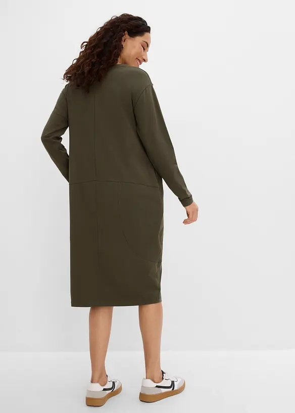 Jerseykleid in O-Shape in grün von hinten (Totalaufnahme) - bonprix