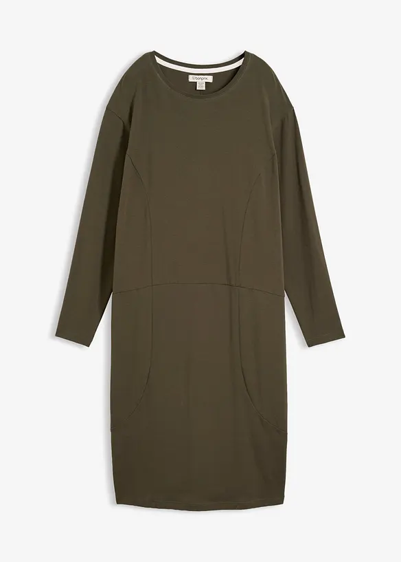 Jerseykleid in O-Shape in grün von vorne - bonprix